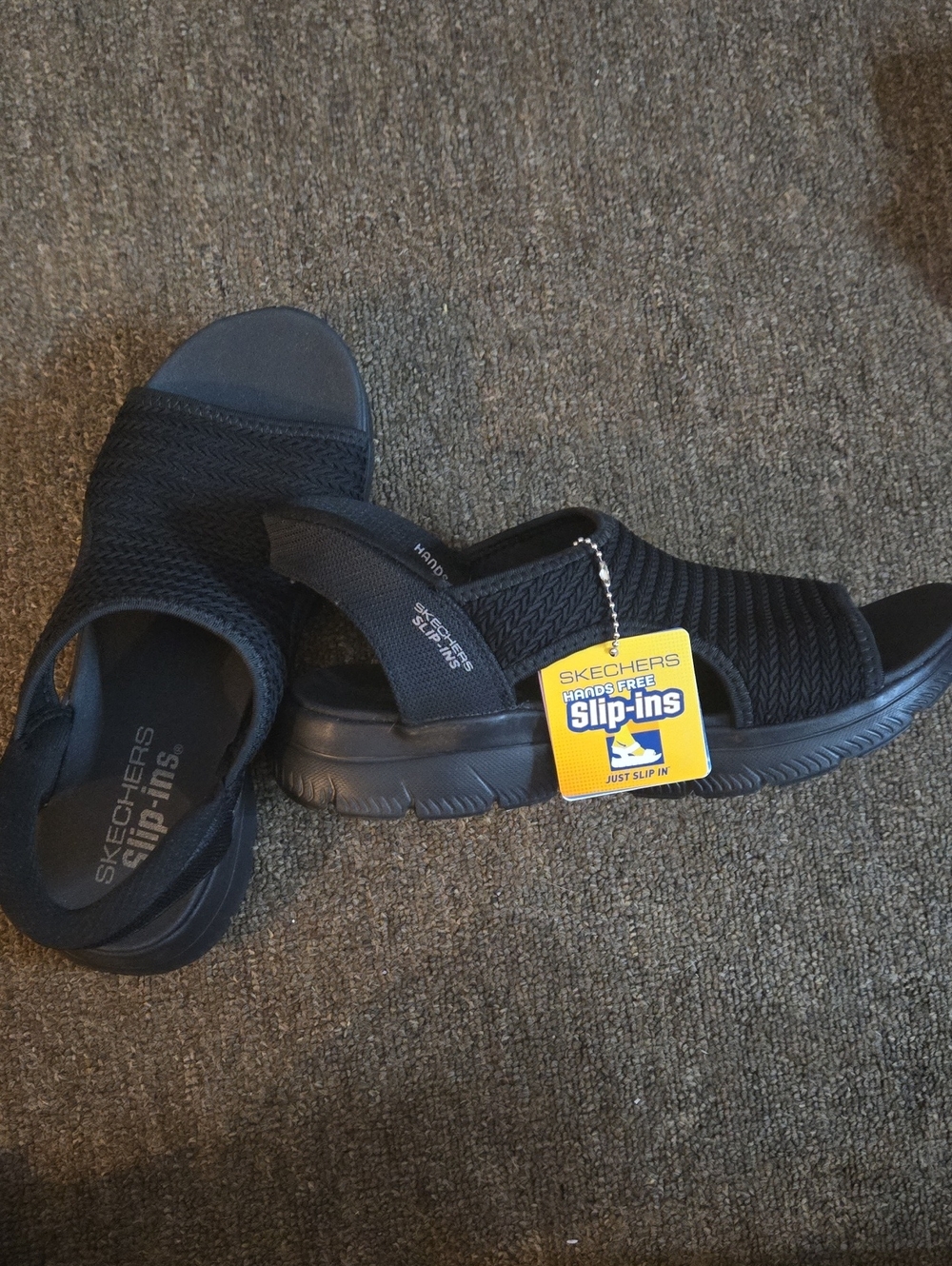 Skechers Women Black Slip-In Comfort Sandals